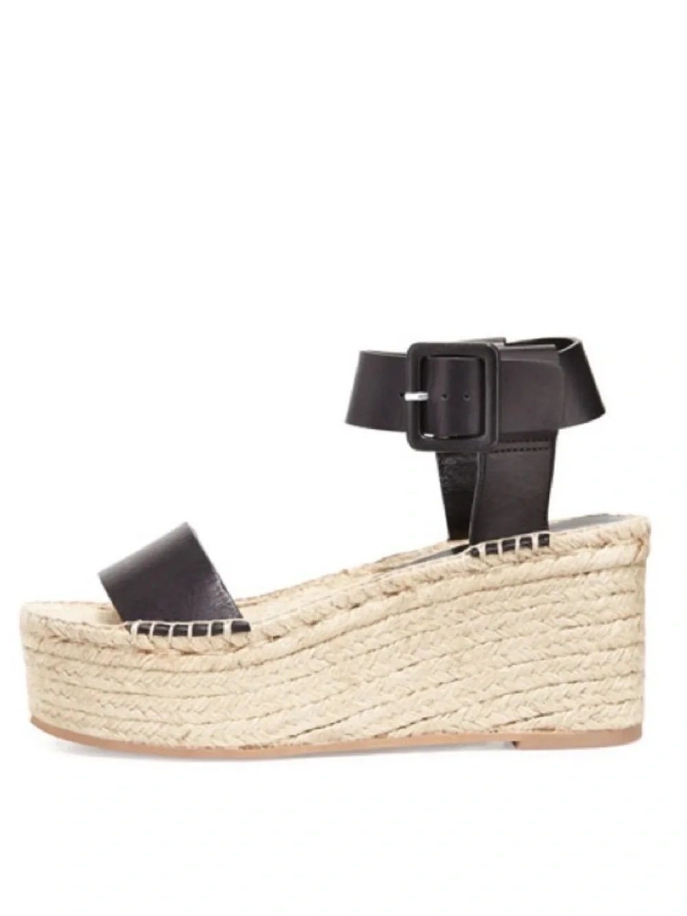 Vince Abby Leather Platform Espadrille Black Size 8/ EU 39